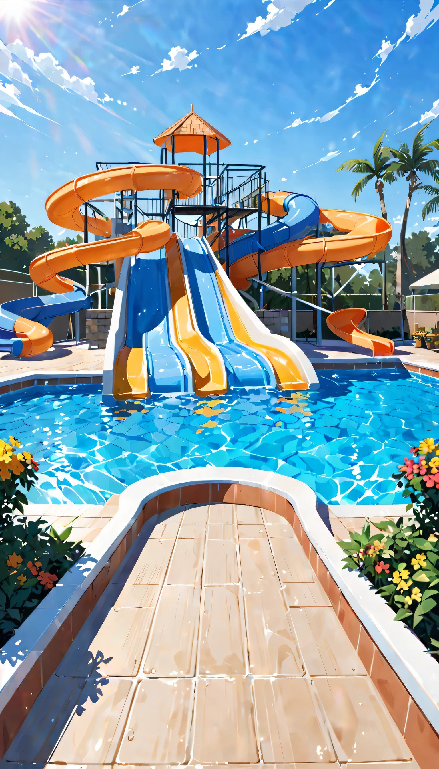 background,Pool,Waterslide
