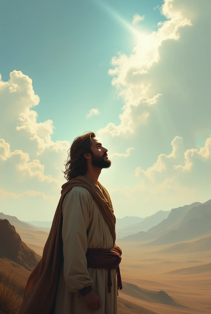 Jacob with straight hair alone looking at the sky biblical character