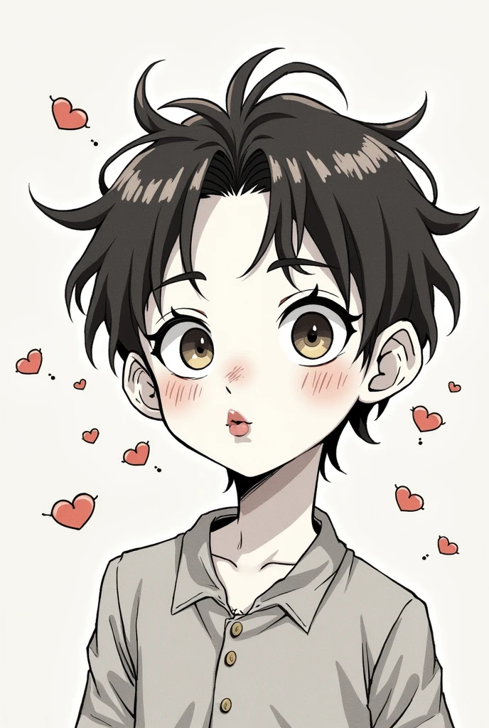 creates kang dooshik from Korean mahua Pearl boy sending kisses inking