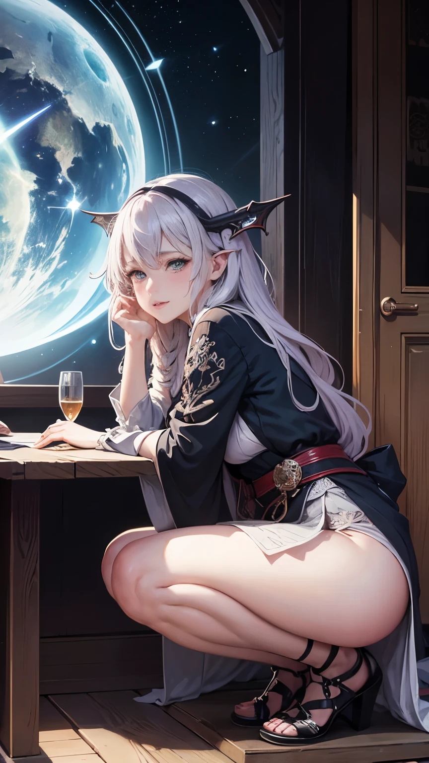 Arthur Rackham, James Jean, Heath Robinson, Naoyuki Kato, Yacine Elghorri, Surrealism, Mysterious, Weird, Outlandish, Fantasy, Sci-fi, Japanese Anime, Space Opera Opera Company, Beautiful Miniskirt Diva, perfect voluminous body, Tour through the Star System, detailed masterpiece Hyper realistic shy coquettish cute blushing seducing happy hyper realistic embarrassing sharp focus 