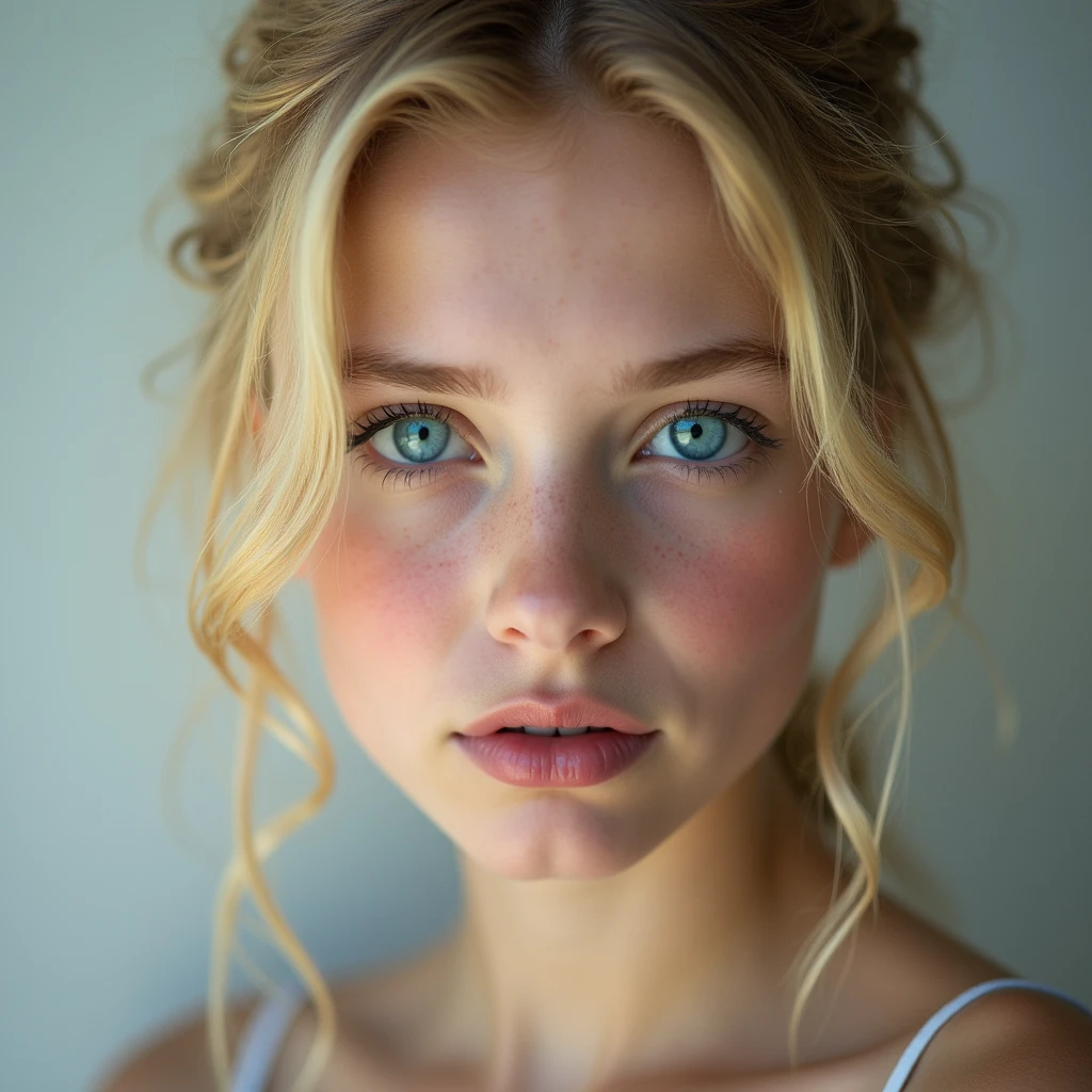 hair blonde, blue colored eyes, detailedeyes