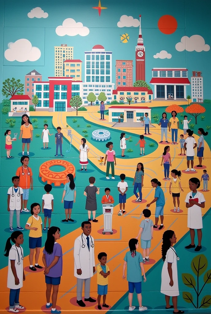 Levels of the national health system,
school mural
