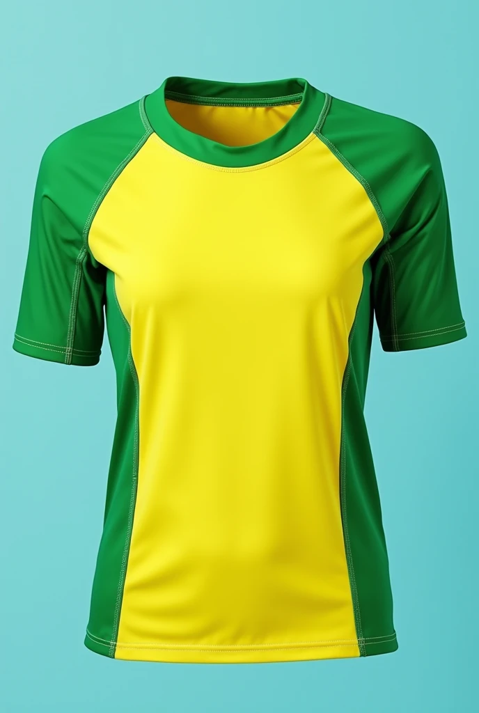 Round neck swimming shirt in yellow and green colors