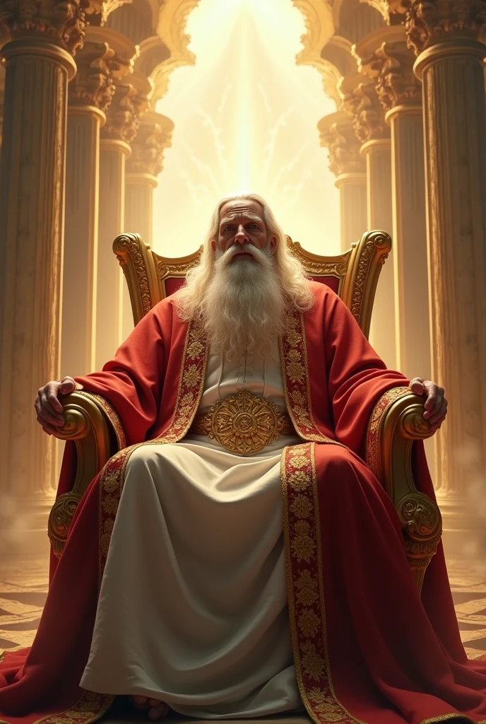 (photorealism:1.2), God sitting on his throne