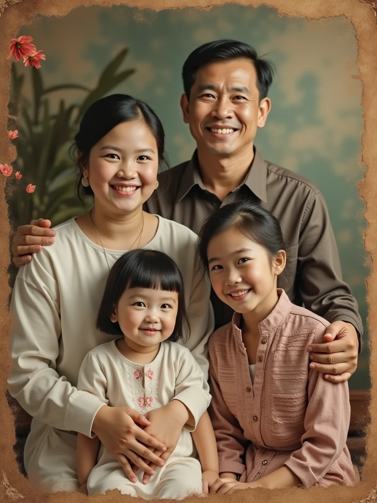 Indonesian family in old family album photos, beautiful memories