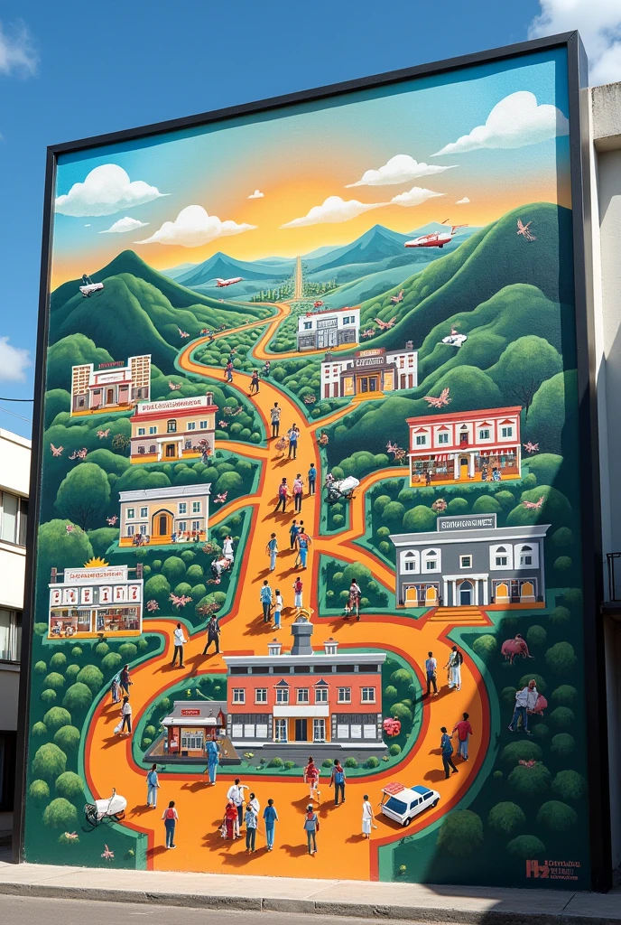 Levels of care in the Honduran national health system, school mural