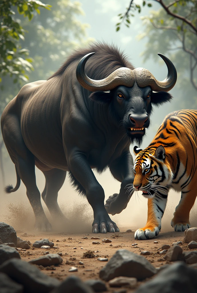 buffalo and tiger fight 