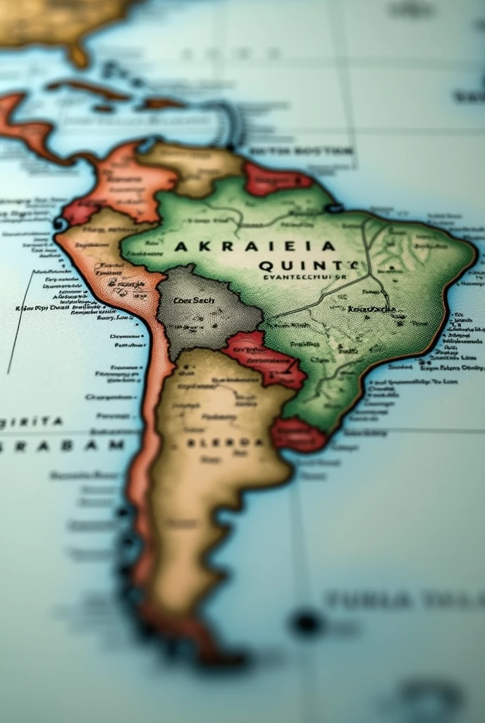 Close-up of a map of South America made with dollars. Where Paraguay stands out