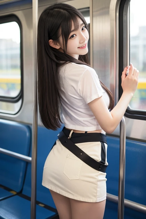 Woman in skirt and white shirt on escalator、The skirt is twisted to reveal the white panties.、a hyperrealistic schoolgirl、Sakimi-chan、a Korean girl、Japan person model、High school girl posing、a hyperrealistic schoolgirl、cute school girl、Illuminated from behind、Cute Core、beautifull asian girl ever、Chic、small curvy loli、tight outfit、young and cute girl,emotional, (gleaming skin, shiny hair:1.4), indoors, nsfw, ((masterpiece)), ((best quality)), (ultra-detailed), highest quality, floating hair, ((an extremely delicate and beautiful)), beautiful detailed, (((realistic))), hyper realistic character, (ulzzang-6500-v1.1:1.0),19 Years Old, Beautiful Woman,A pretty woman with perfect figure :1.4,Highly detailed face and skin texture, Detailed eyes, Double eyelid,(Best quality, 8k, Masterpiece :1.3), lovely smile,japanese girl, best quality,masterpiece,ultra high res,(photo realistic:1.4),1girl,smiling eyes,looking at viewer,