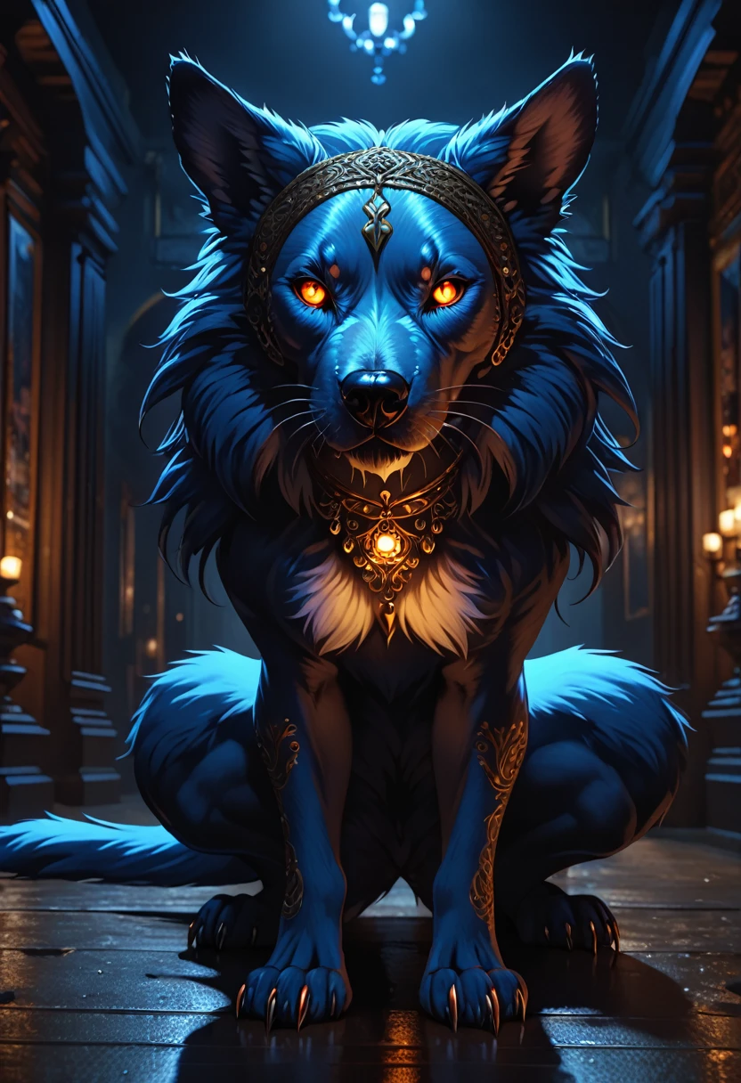 beautiful furry female skulldog, full body, seductive pose, night time, highly detailed, 8k, photorealistic, masterpiece, extremely detailed face, hyperealistic, intricate details, glowing eyes, sharp focus, vibrant colors, dramatic lighting, cinematic composition, moody atmosphere, digital painting
