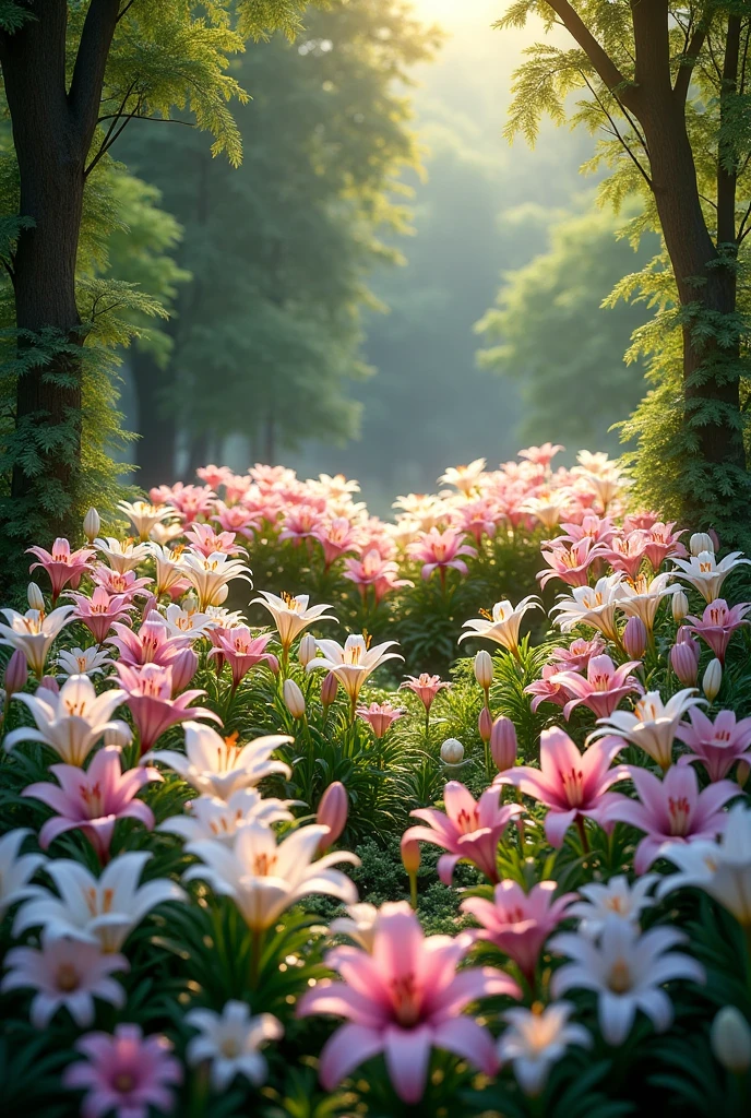 Lily garden in a heart shape