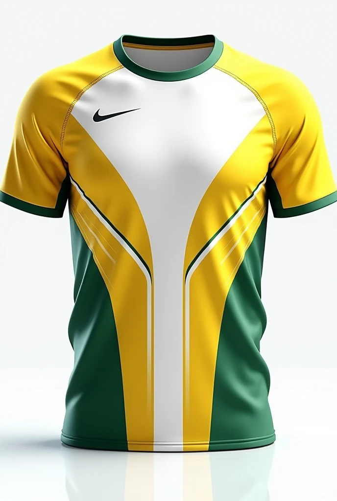 Shirt template with design for a swimming team with a round neck and with the colors yellow, White and green