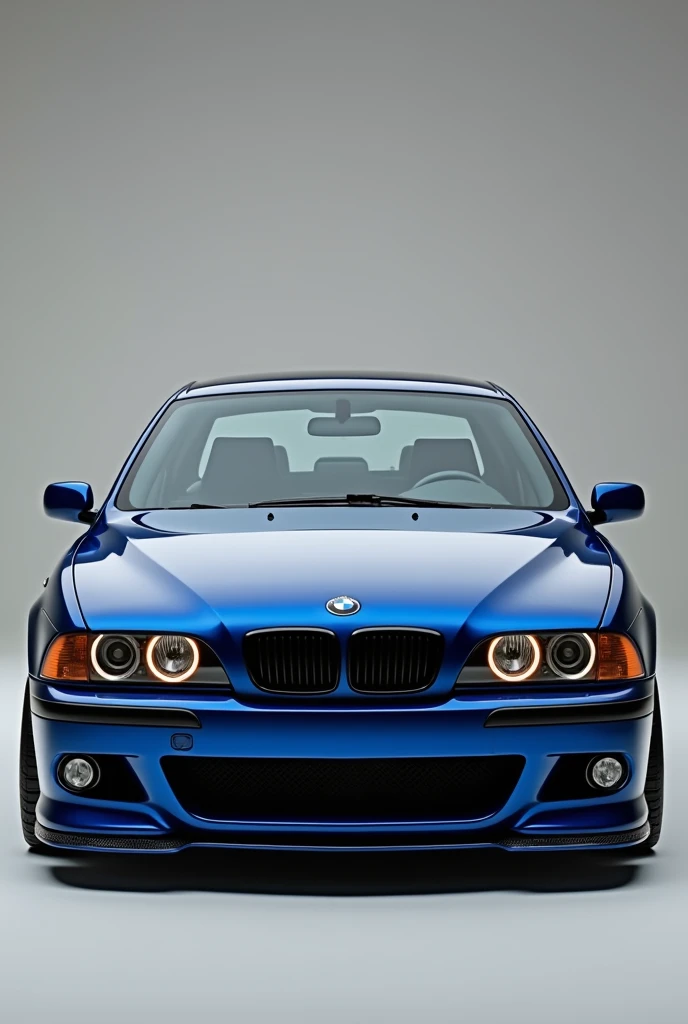 Wallpaper estoril blue bmw E39 with angel eye light, alpina bodykit, black grill, facing to camera