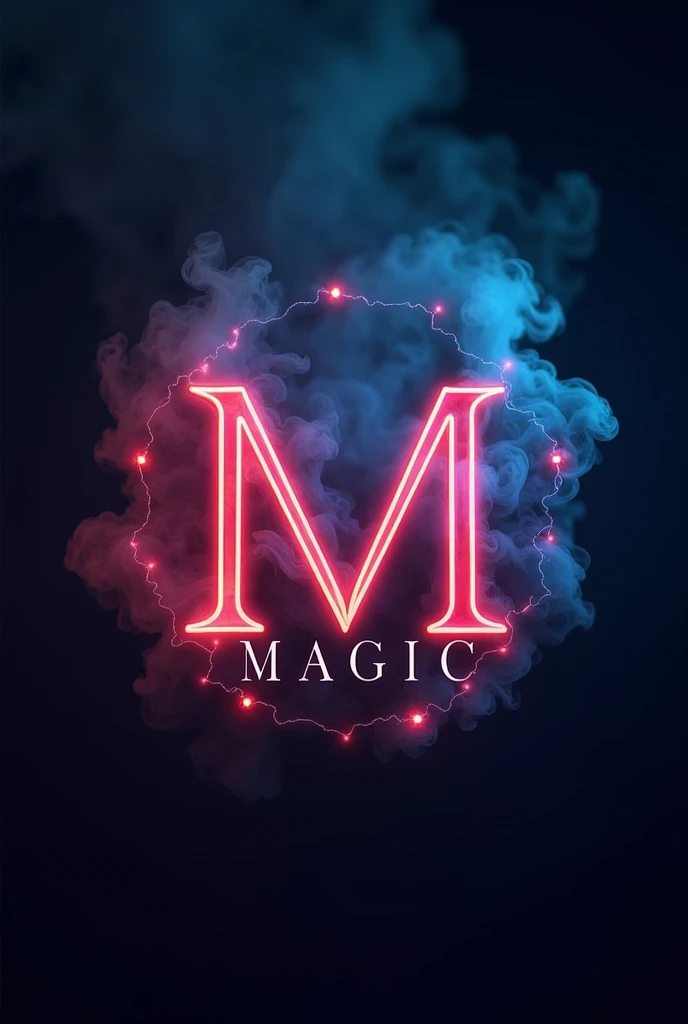 Create a logo for the company "Magic Studio" which deals with photography and works in the photo industry. Put the company name in the middle. Write the letter "M" in the style of the Maybach car logo, “Magic” is the full word, “Studio” write in bright colors on a background of smoke