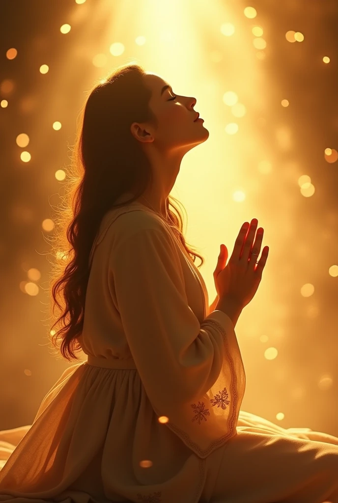 Woman Praying、The surroundings are bright