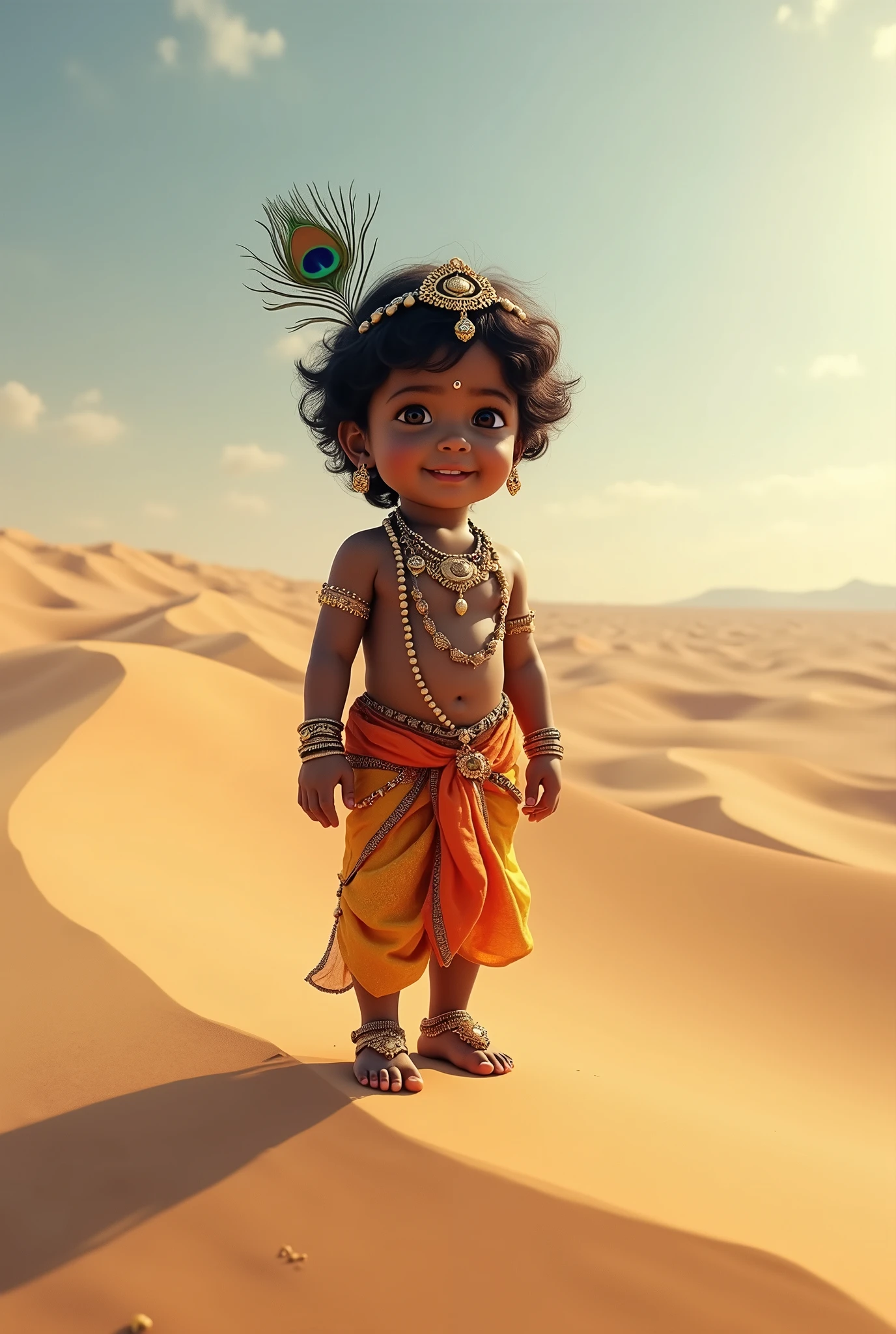 Little lord krishna on the desert