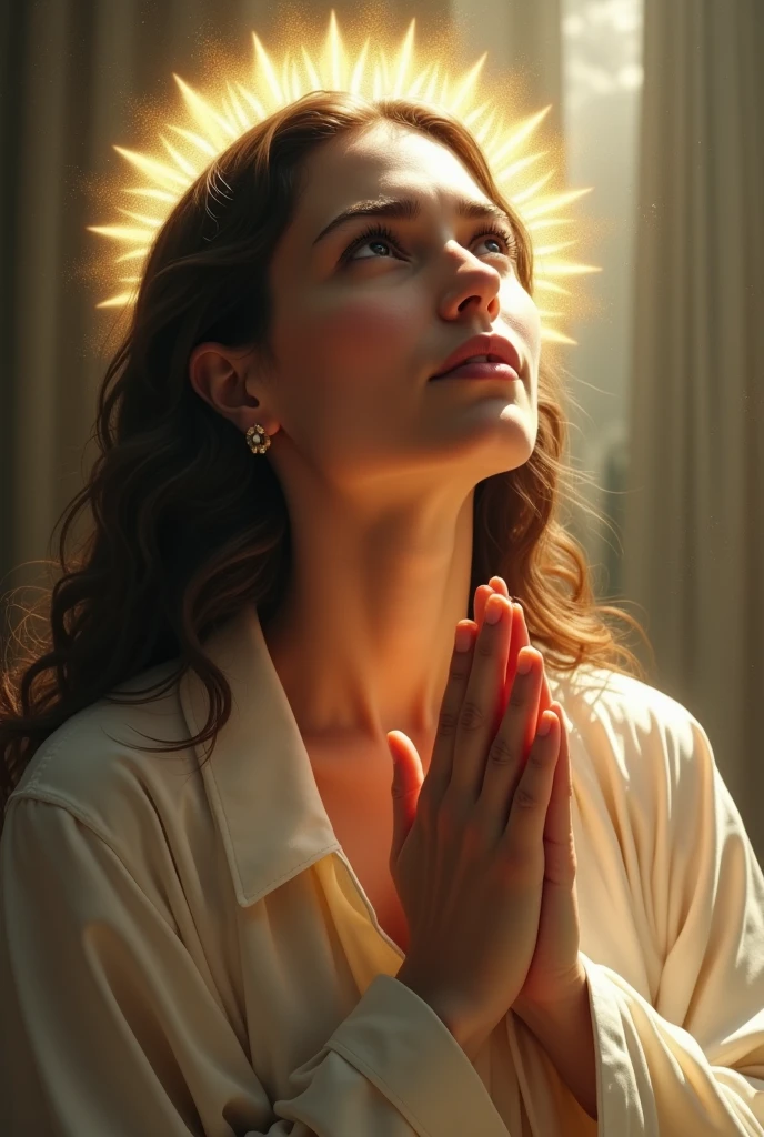 Woman Praying、Looking up