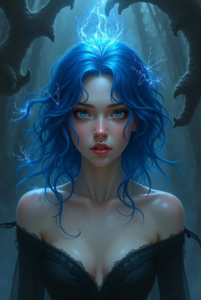 white girl with blue hair curse core