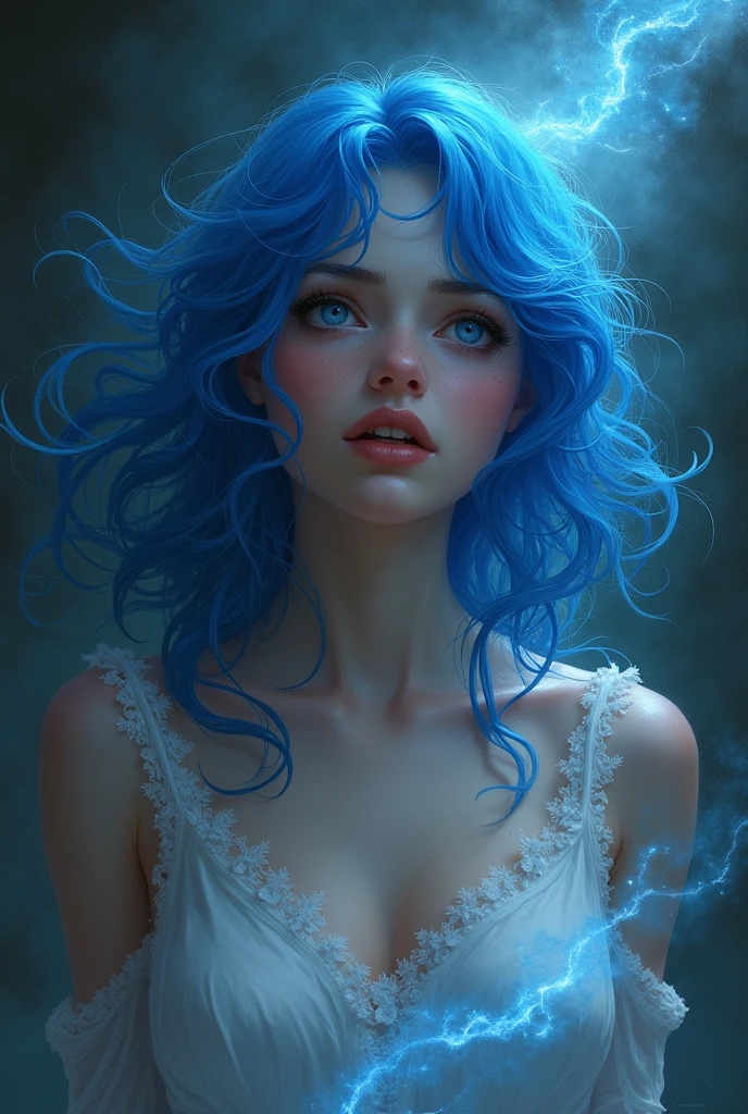 white girl with blue hair curse core