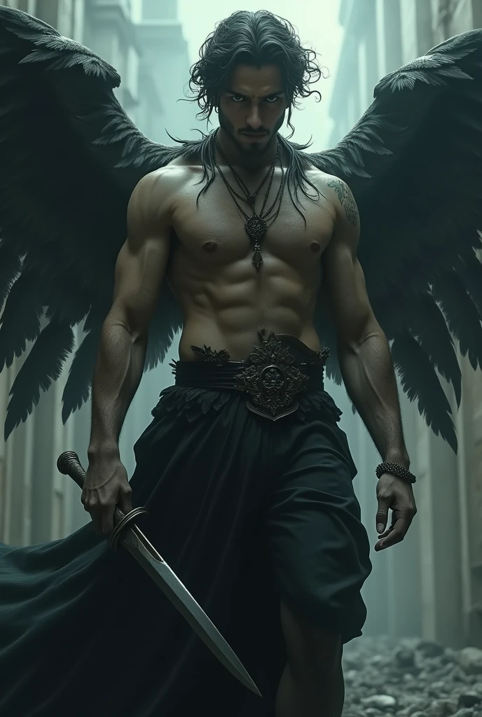 has an impressive and attractive physical appearance, with a presence that can attract the attention and interest of others.
Dark and Mysterious Character: His nature as a fallen angel gives him an air of mystery and danger.. He often acts enigmatically and his dark past influences his behavior..