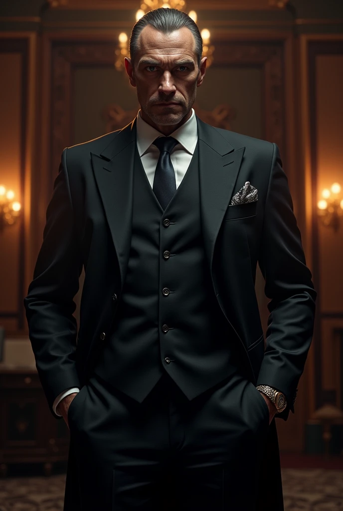 Gentleman with Russian features, wealthy, mobster psychopath