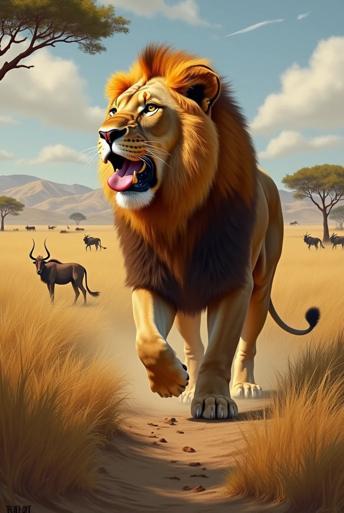 One day, the lion felt very hungry. He thought that today he should have a big meal.