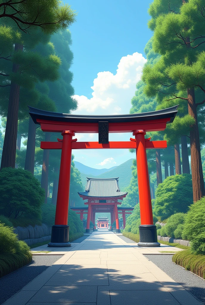 Beautiful scenery with red torii gates of a shrine