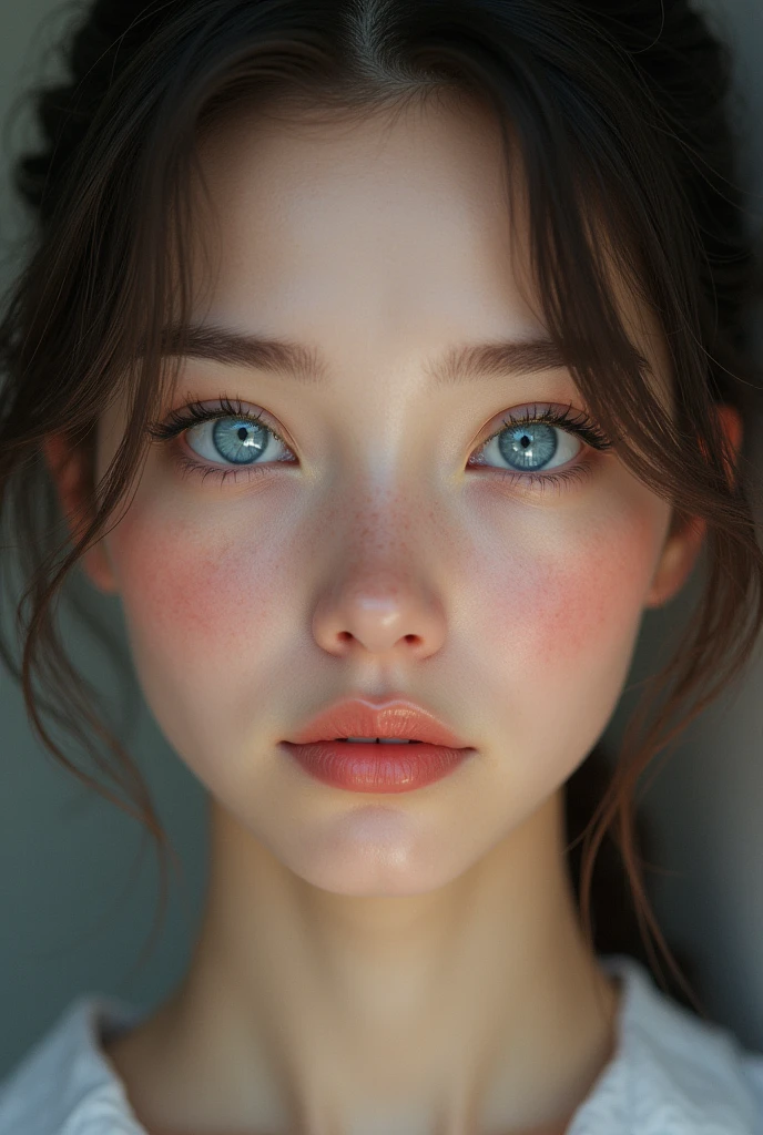 jeune fille de 19 ans yeux bleu réaliste