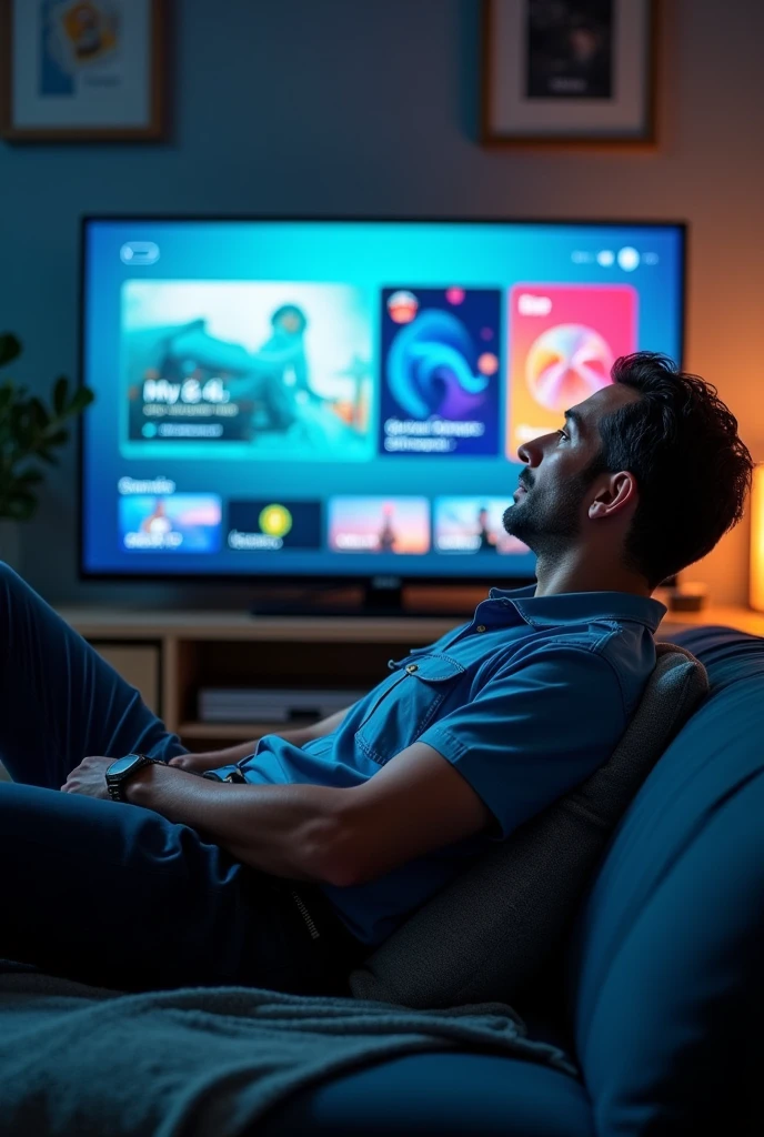 technical service man watching tv with apps