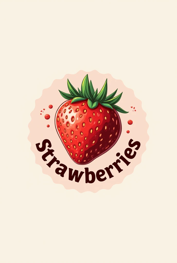 Round logo, that your main image is a strawberry and your name is Strawberries