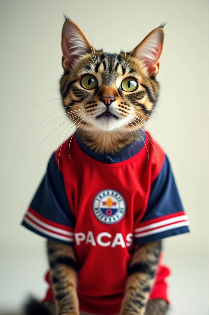 Cat wearing a football shirt
