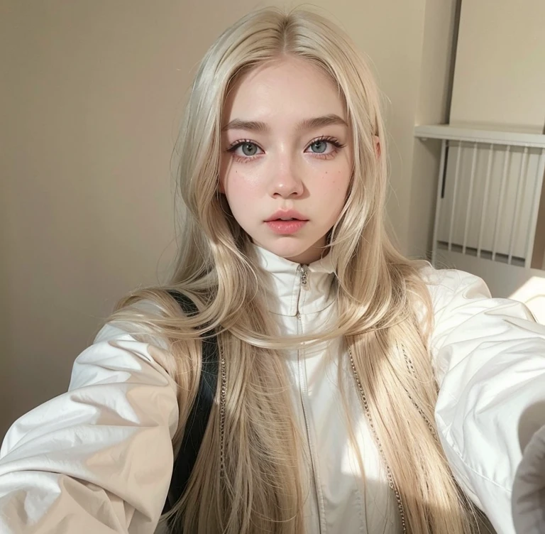 blonde woman with long hair and piercings posing for a photo, with white long hair, with long white hair, perfect white haired girl, ava max, tifa lockhart with white hair, pale porcelain white skin, anime girl in real life,  with white hair, extremely light blonde hair, very light blonde hair, with long blonde hair, her hair is white