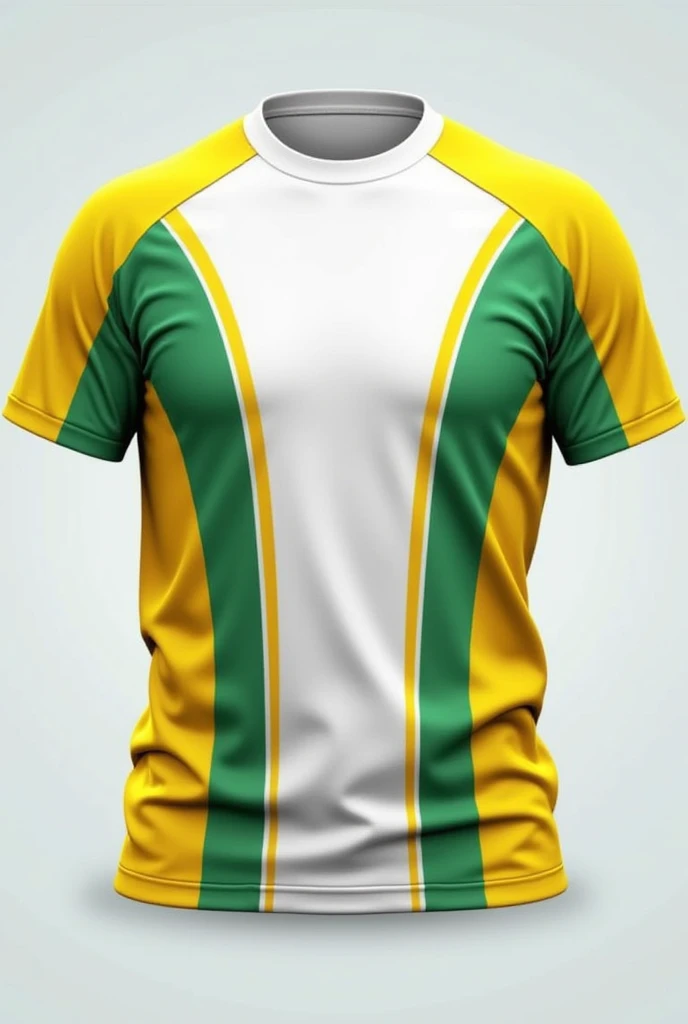 Shirt template with front and back design for a swimming team with round neck and yellow colors, White and green