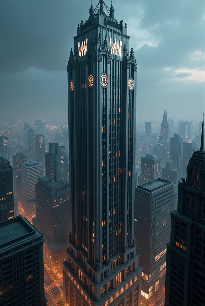 Wayne tower in batman(with  word p)