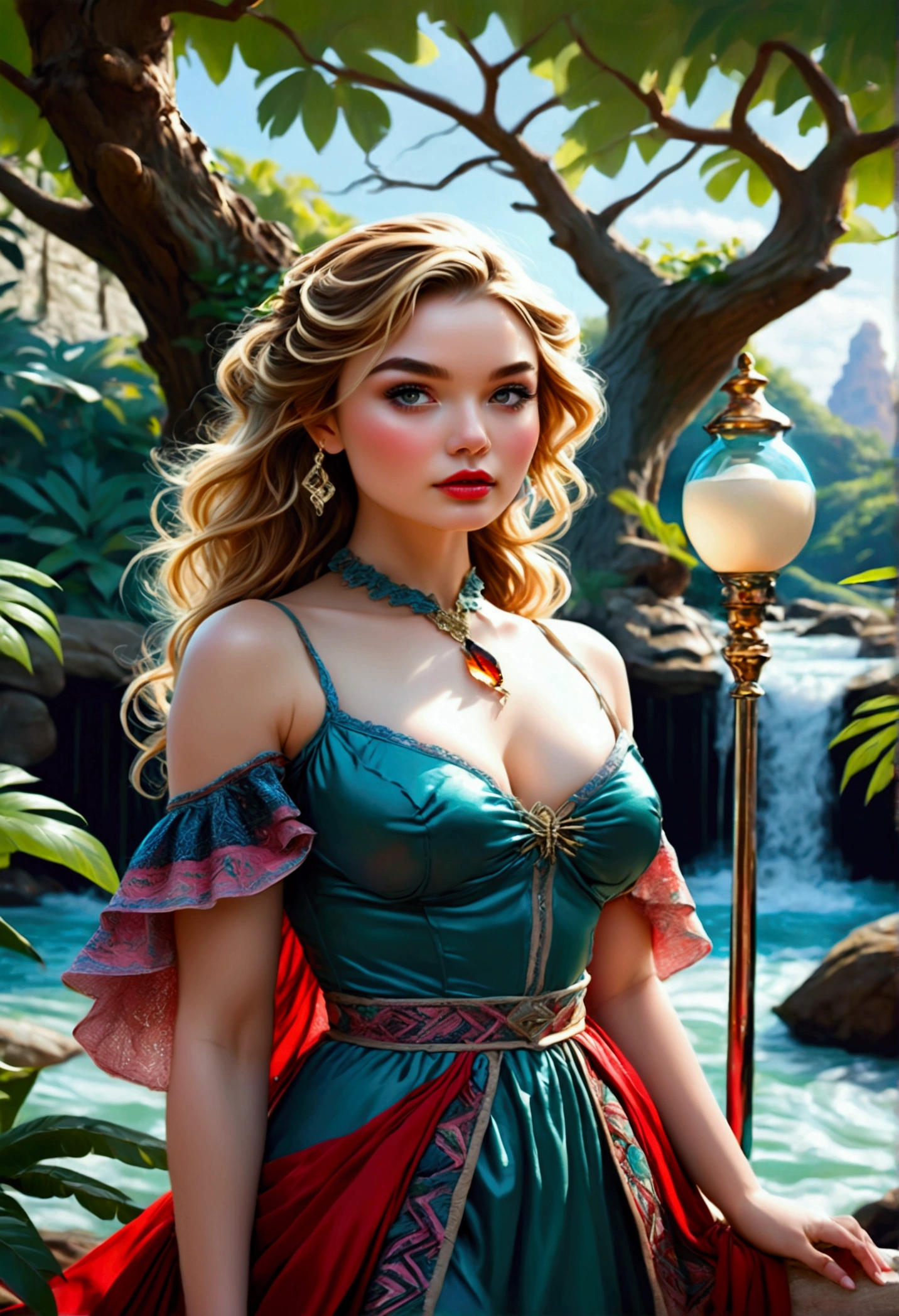 A beautiful woman in a flowing green dress, long wavy hair, detailed facial features, elegant pose, standing in a lush garden with colorful flowers, sunlight filtering through the trees, cinematic lighting, vibrant colors, intricate details, photorealistic, 8K, masterpiece, (best quality,4k,8k,highres,masterpiece:1.2),ultra-detailed,(realistic,photorealistic,photo-realistic:1.37),HDR,UHD,studio lighting,ultra-fine painting,sharp focus,physically-based rendering,extreme detail description,professional,vivid colors,bokeh,portrait
