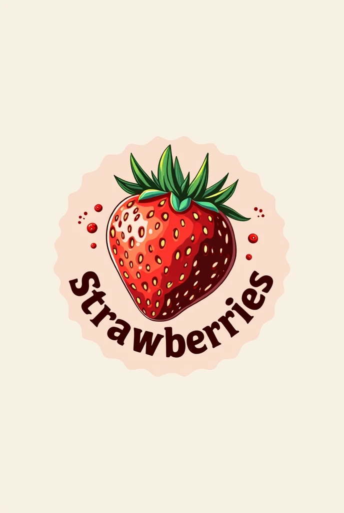 Round logo, that your main image is a strawberry and your name is Strawberries