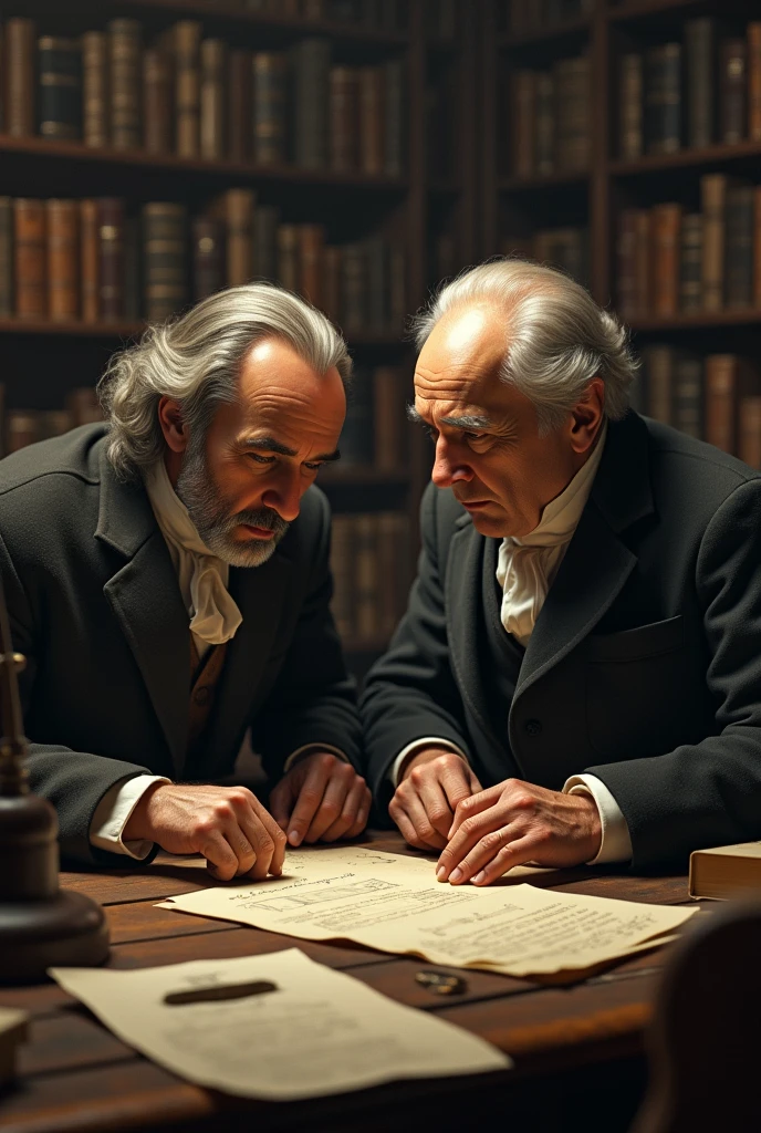 Generate me an image of Cauchy and Gauss working together