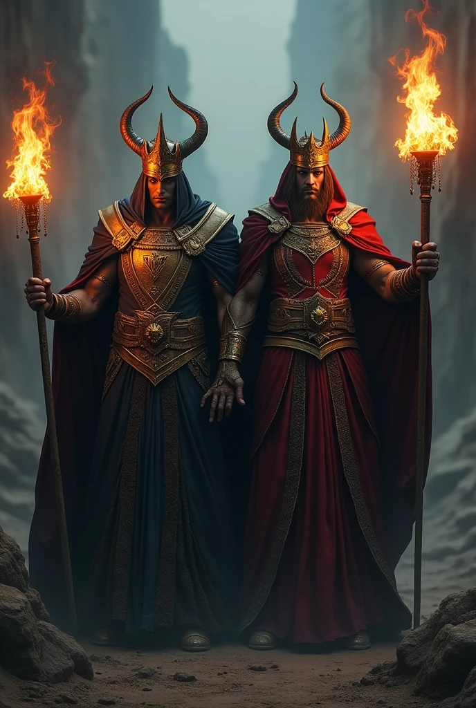 create 2 evil kings with torches