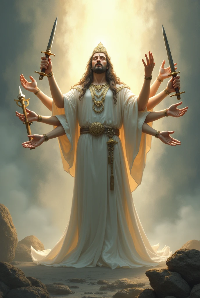 This imagery symbolizes the ability to see and respond to the suffering of all beings. Each hand may hold different objects, including symbolic weapons or tools, representing the various means of helping others and protecting them from harm.