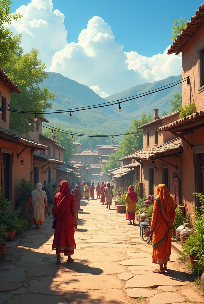 /imagine prompt: 3D, personality: in a small village in northwest India,unreal engine, hyper real --q 2 --v 5.2 --ar 16:9