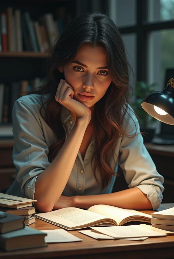 A woman who suddenly comes up with the answer to a difficult problem while solving an academic problem、mysterious