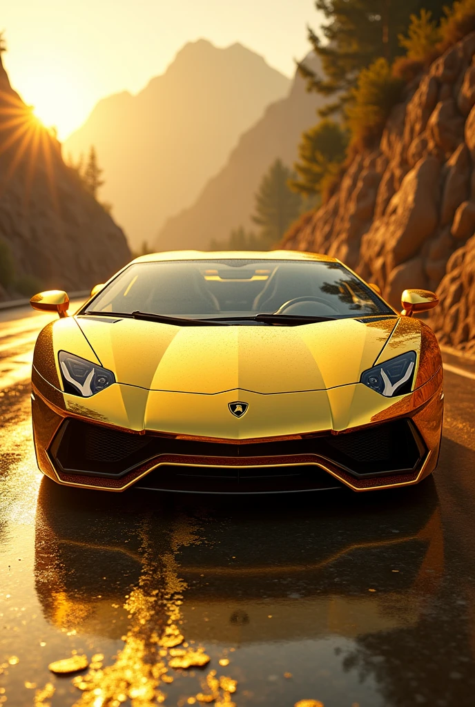 Generate me a 24 carat gold Lamborghini