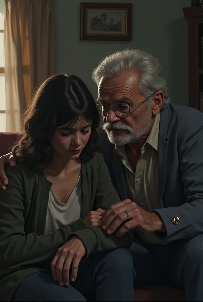 It creates an image where a is depressed and an older man comes to help her out of depression.