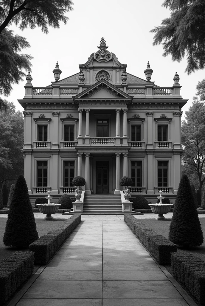You can create a black and grey house in the style of the Palace of Versailles?
