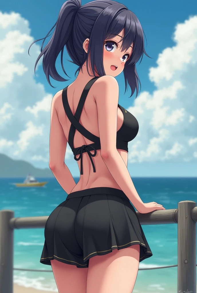 Girl with huge ass in miniskirt anime culottes filled with cum