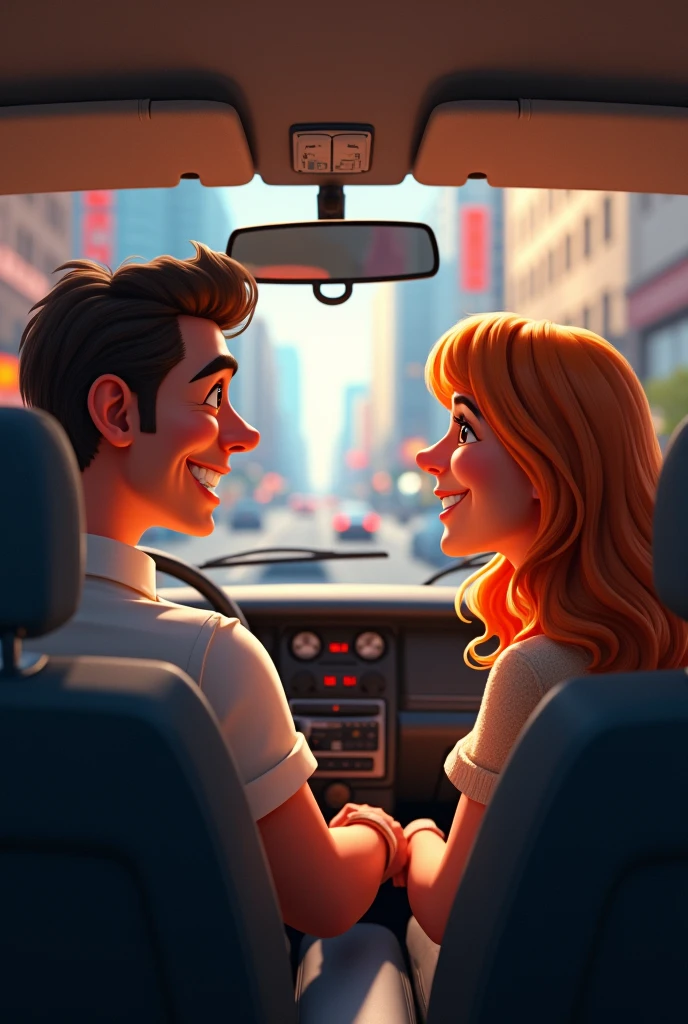 4. **Passenger Interaction:**
   - "An image inside the taxi, showing juck having a friendly conversation with a passenger. The background through the windows shows the city streets, with hints of bustling activity outside. Jack's expression is welcoming, creating a warm and positive atmosphere."