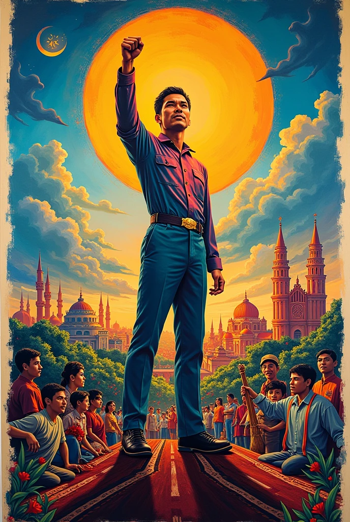 malaysian independence poster in 2024 that needs to be painted on a rectangular cloth