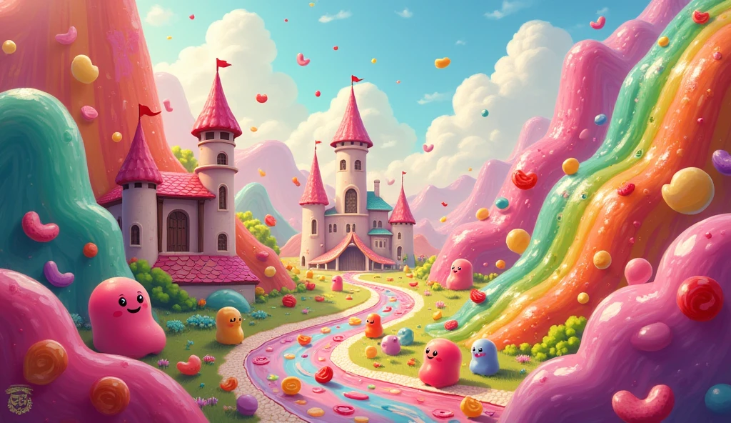Colourfull kingdome of jelly beans loving happily
