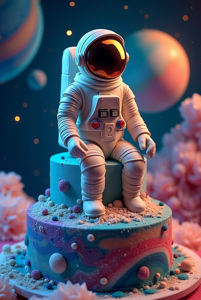 20th Birthday Cake with Astronaut Theme