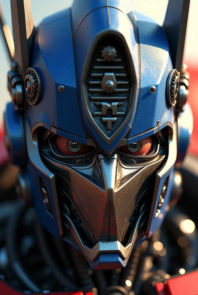 Optimus Prime face, Transformers, Car Robots, Optimus Prime and Neiru Aonuma, anime, highly detailed, intricate, cinematic lighting, 8K, photorealistic, dramatic pose, powerful expression, mechanical details, gears, metallic surfaces, warm color palette, chiaroscuro lighting, hyper-realistic, award-winning digital art